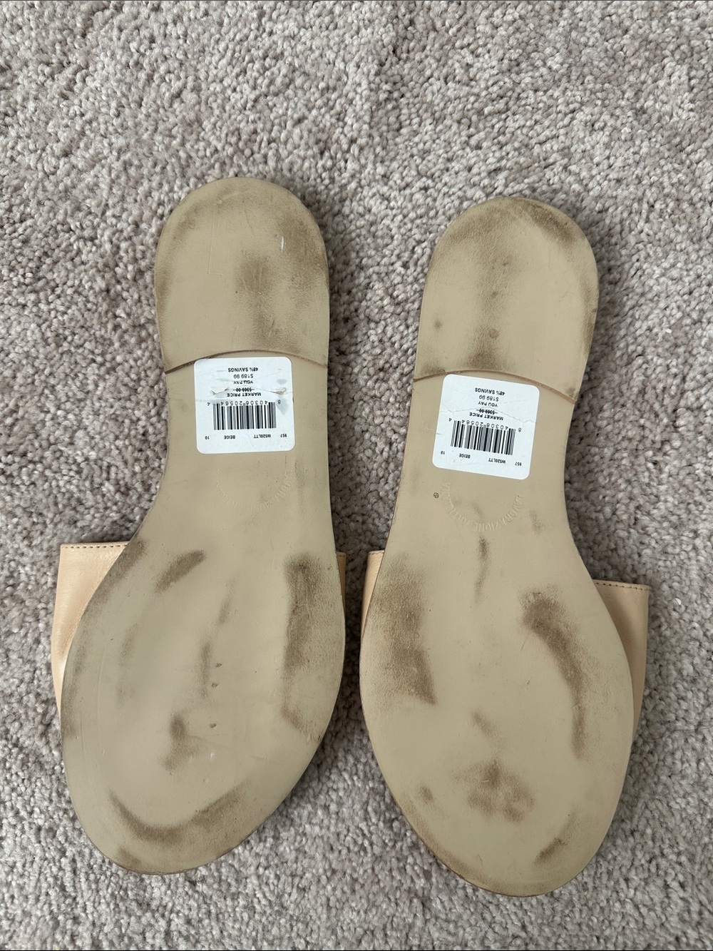 Valentino Beige Logo Leather Slide Sandals - Picture 2 of 2